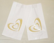 Wedding - Christening Cake Bags - Gold Heart in Heart x 100 Bulk Pack